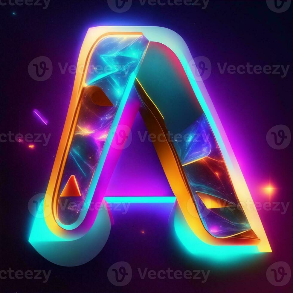 neon transparent greek letter delta floating in space illustration photo