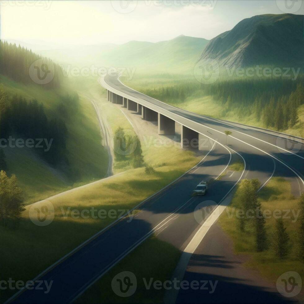 beautiful scenery highway illustration photo