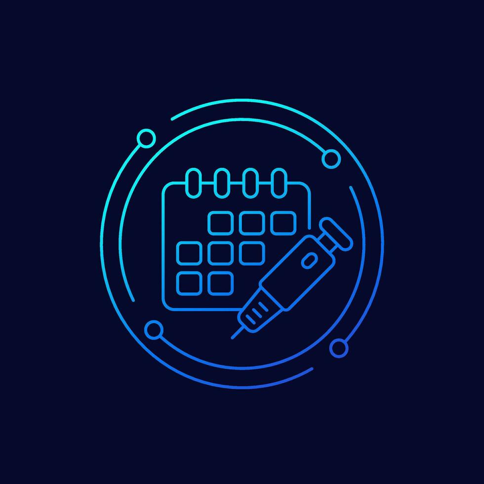 insulin injection schedule icon, linear design vector