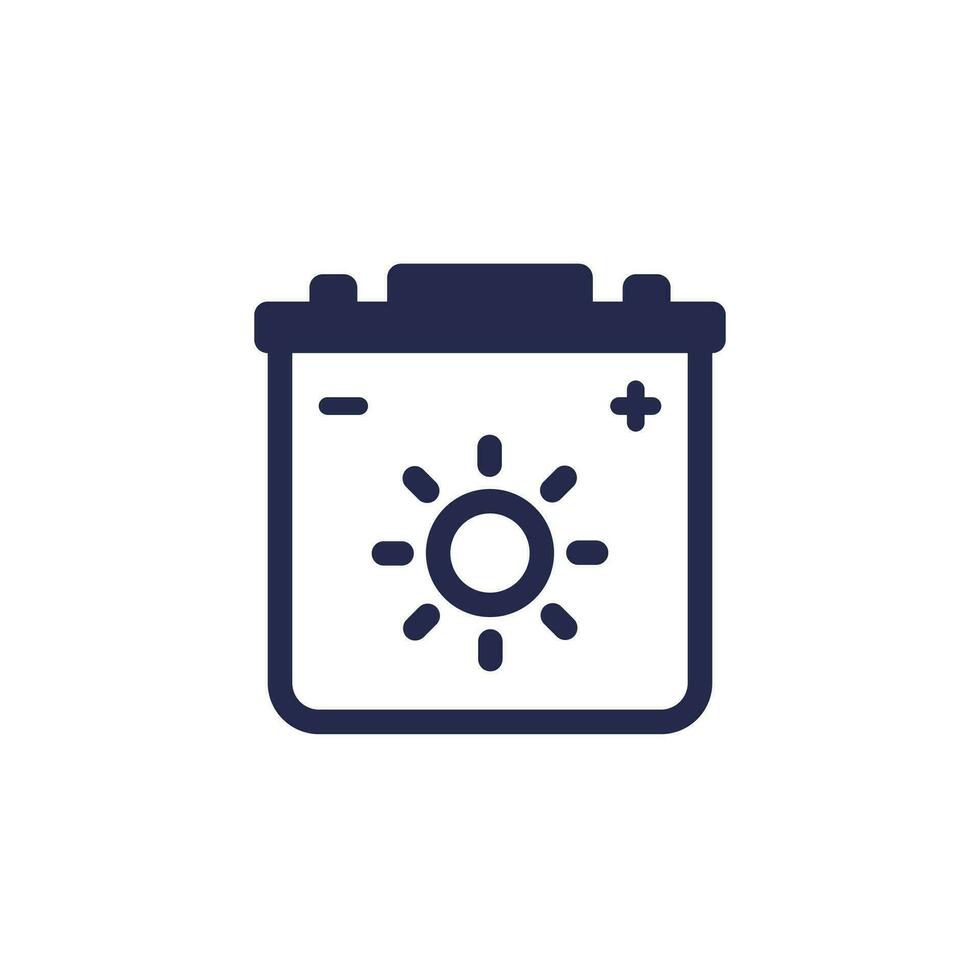 storing solar energy icon with battery on white vector