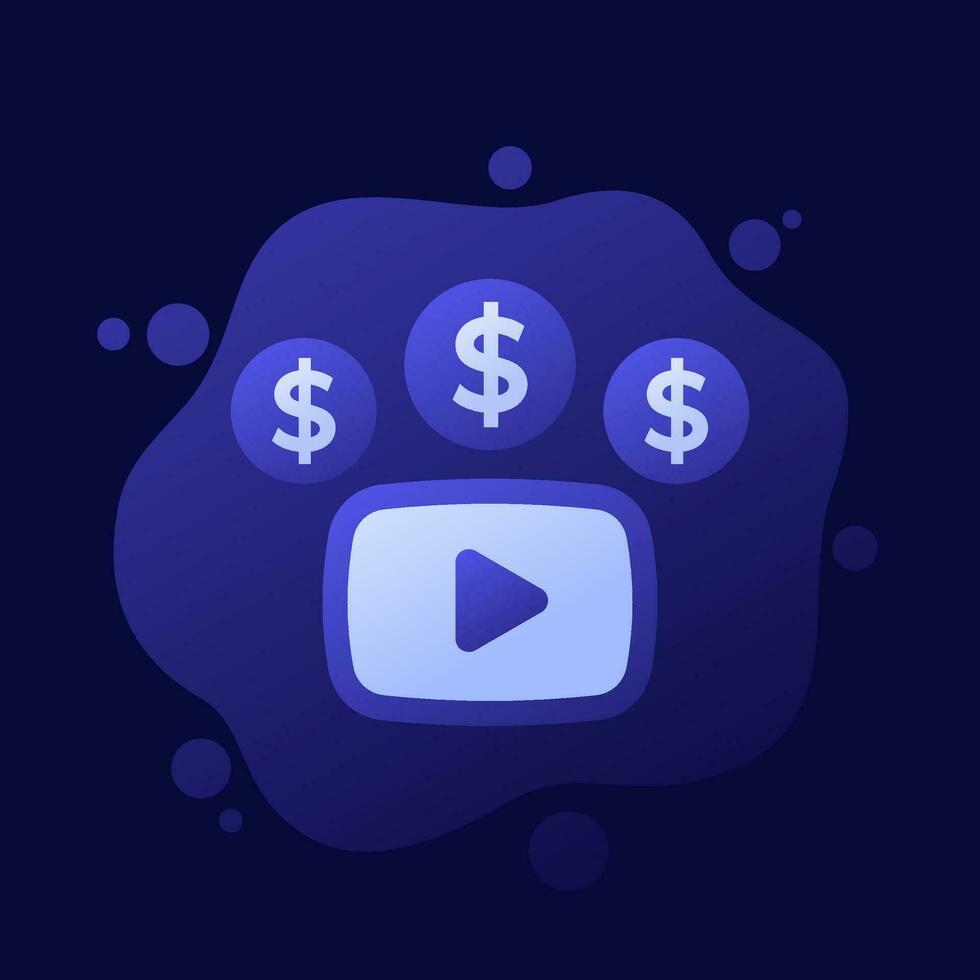 Video monetization icon, vector design