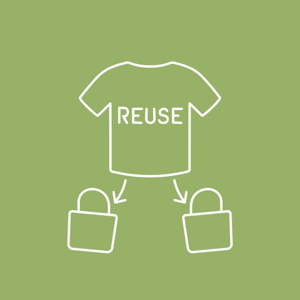 upcycling icon, reuse old t-shirt line vector