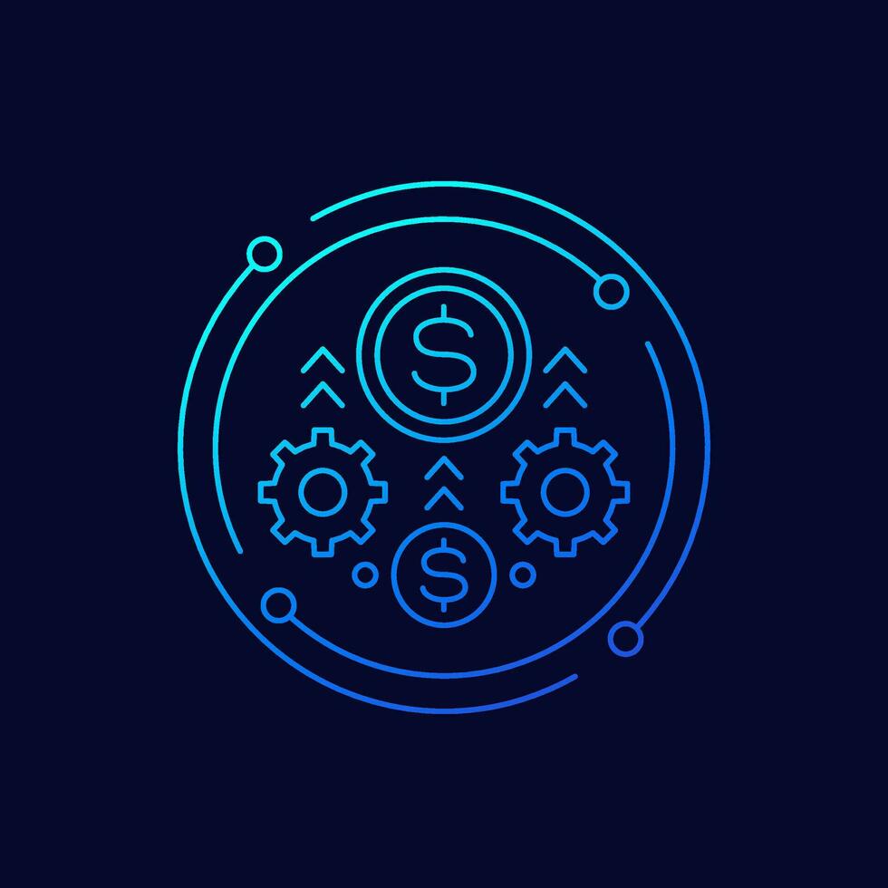 payments processing, financial operations line vector icon