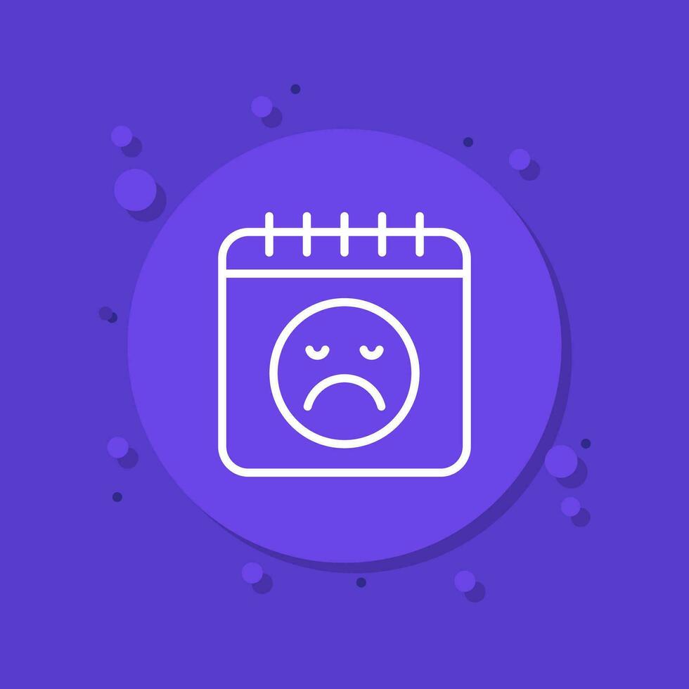 bad day icon with calendar and sad emoji vector