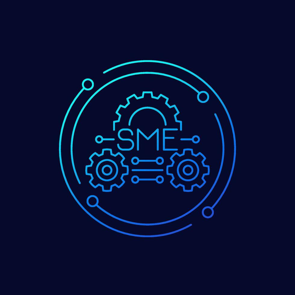 SME, small and medium enterprise line icon vector