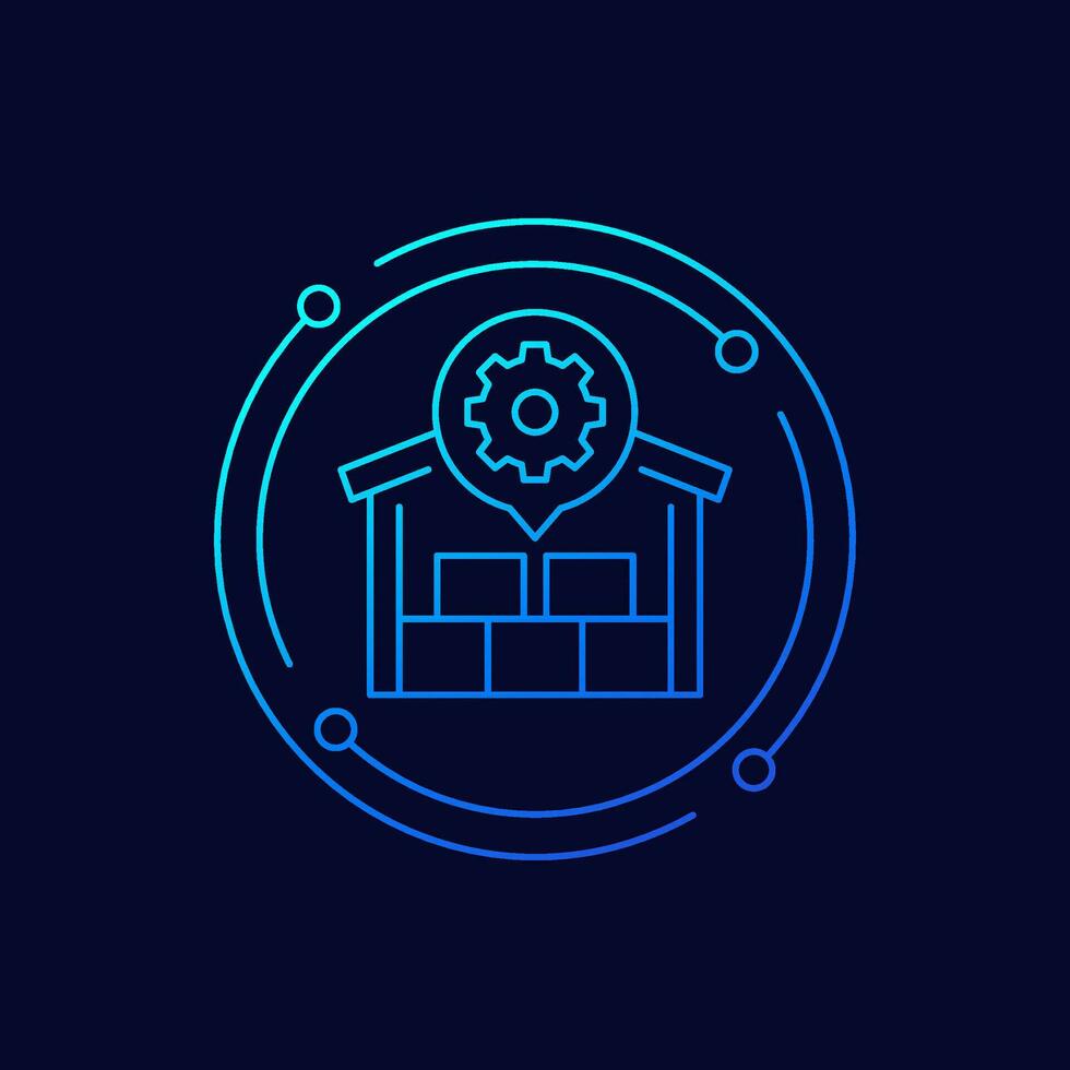 warehouse, distribution optimization icon, linear design vector