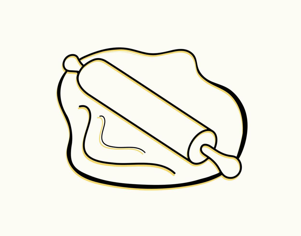 Dough, rolling pin. Cooking Logo, sign. Baking bread, confectionery. Kitchen tool. Vector graphics on a white isolated background.