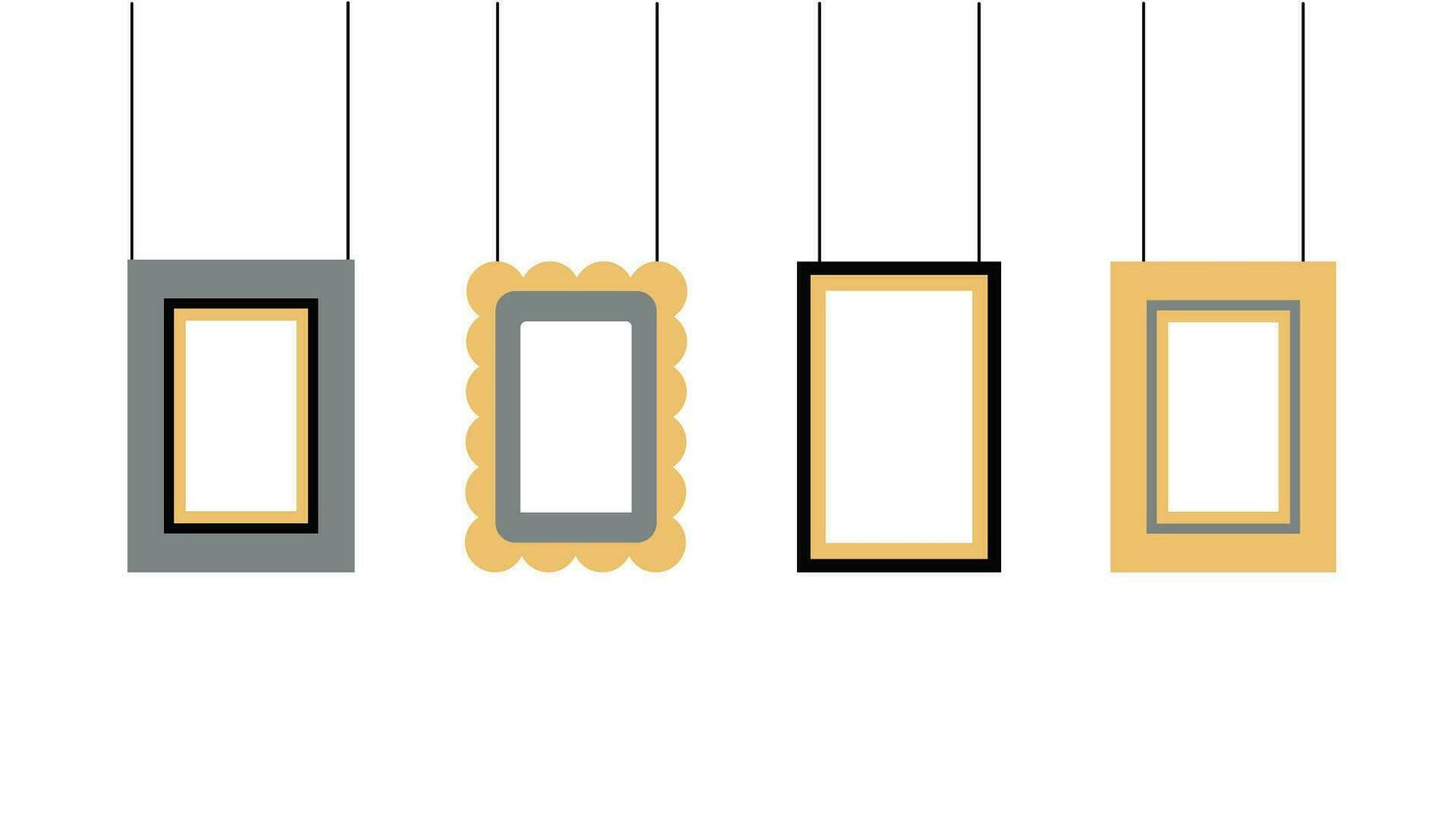 Photo frames. Simple empty frames for photos, pictures, text. Gallery, exhibition. Vector graphics on an isolated background.