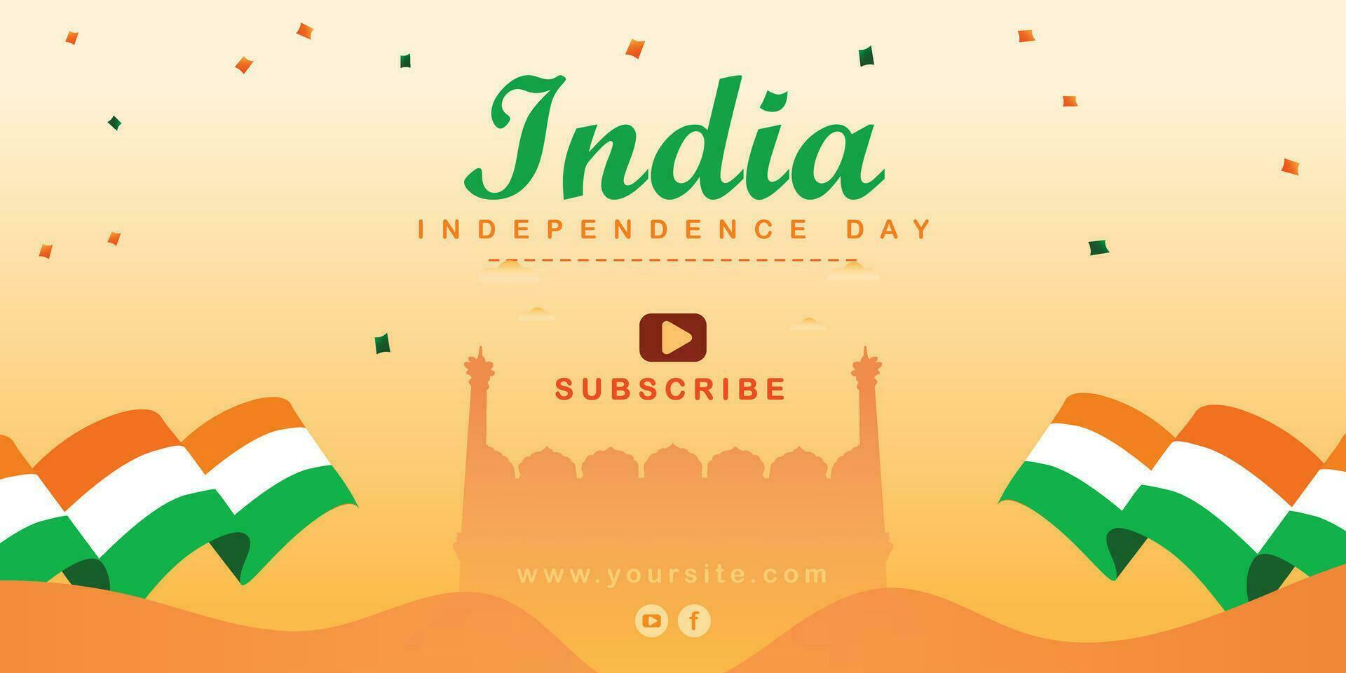 indian happy independence day cloud cream color background poster design vector