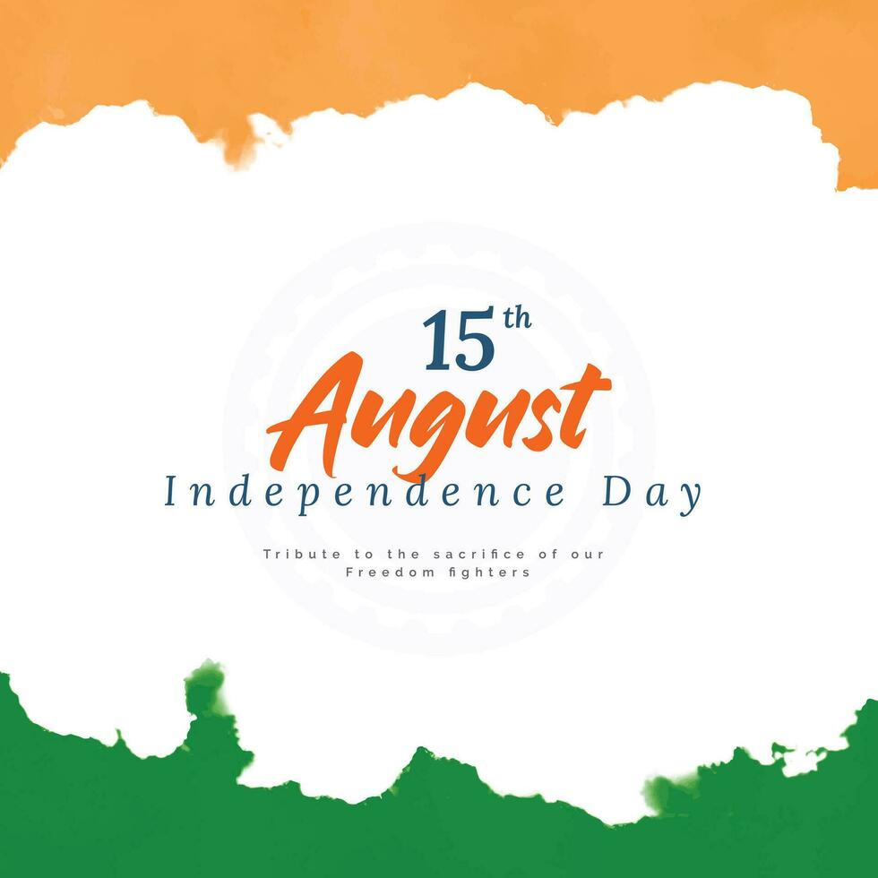 India 15th august independence day orange and green background social media post design vector