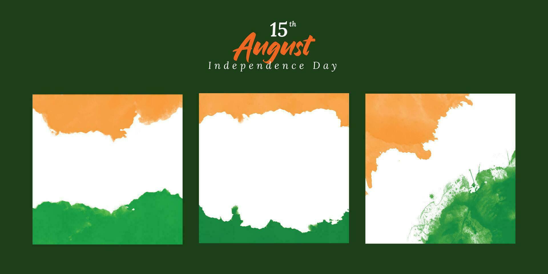 15 august india independence day orange and green water color background social media post design vector