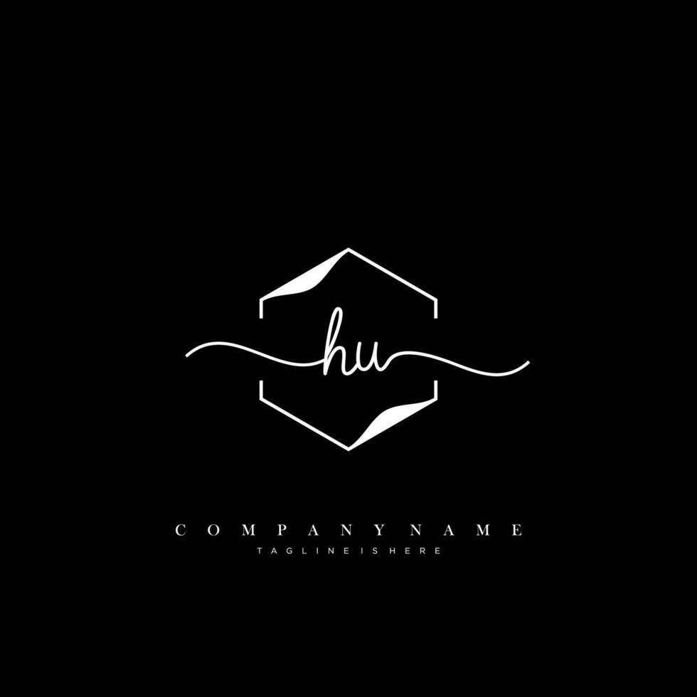 HU Initial handwriting minimalist geometric logo template vector