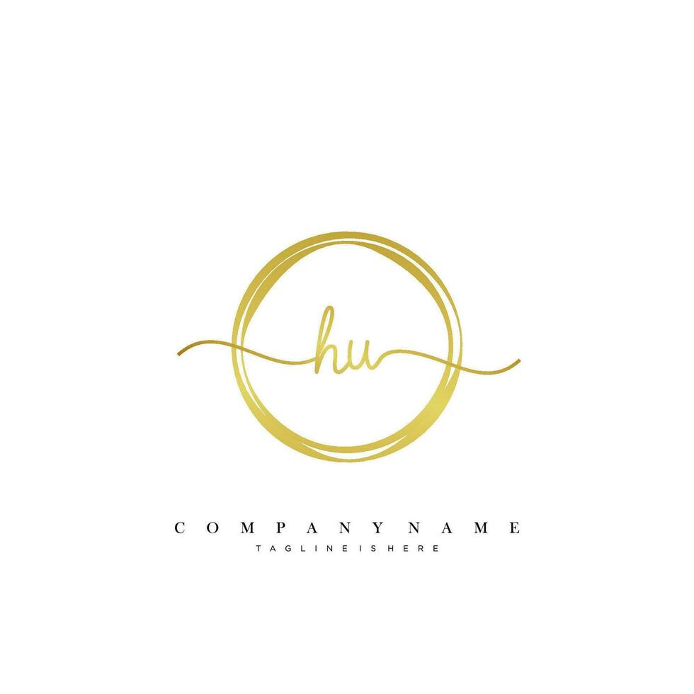 HU Initial handwriting minimalist geometric logo template vector