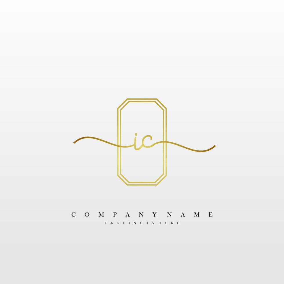 IC Initial handwriting minimalist geometric logo template vector