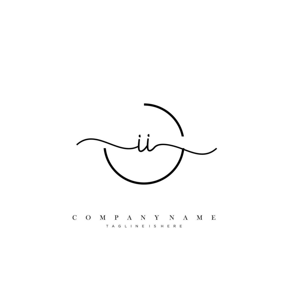 II Initial handwriting minimalist geometric logo template vector