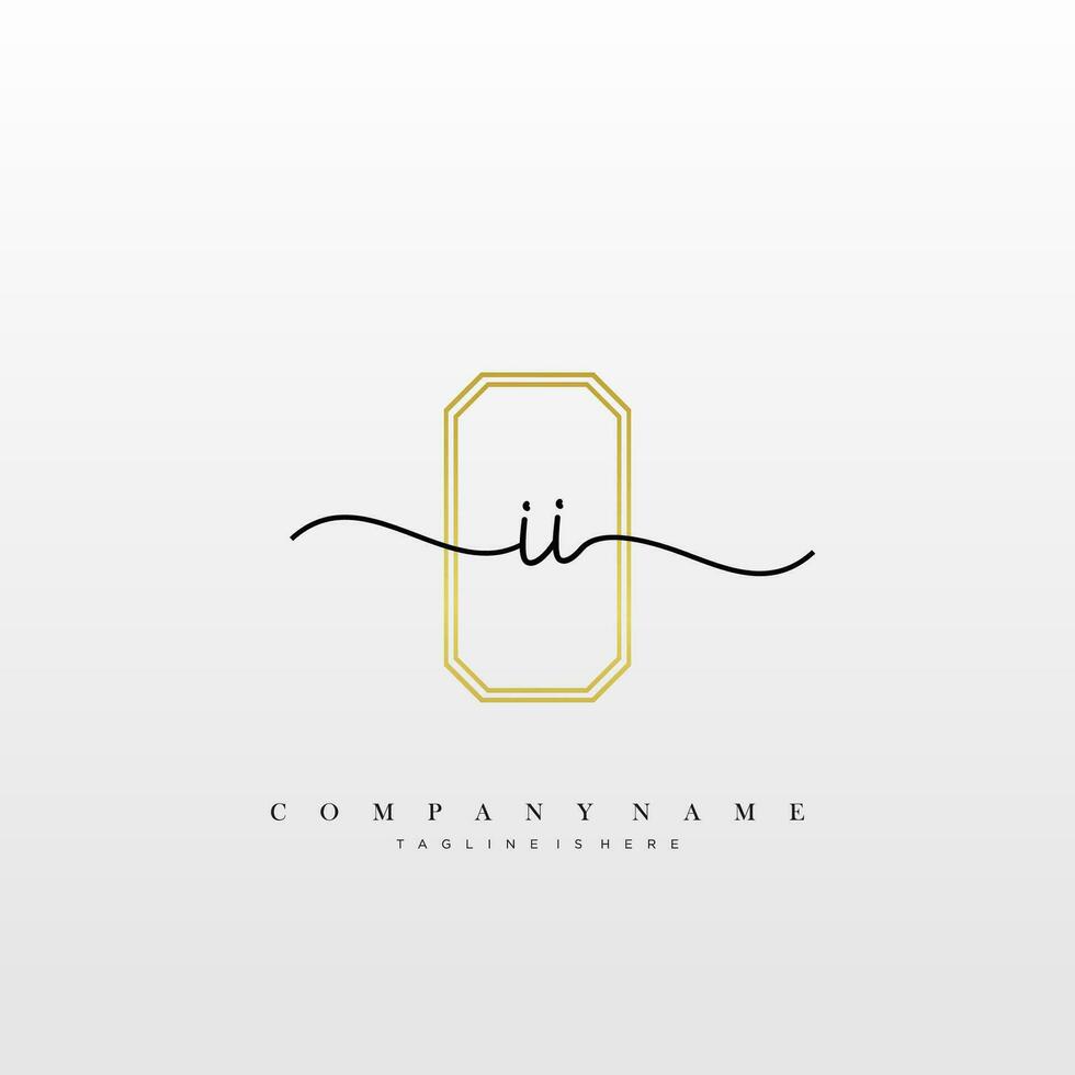 II Initial handwriting minimalist geometric logo template vector