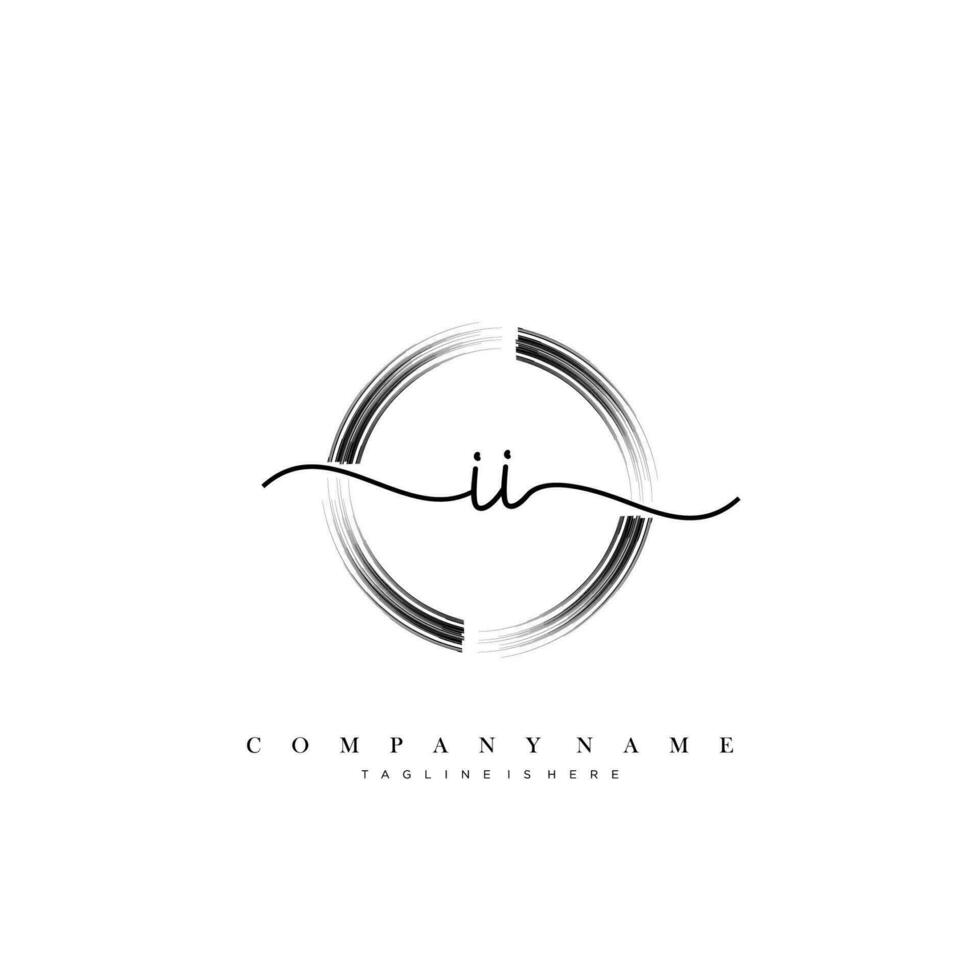 II Initial handwriting minimalist geometric logo template vector