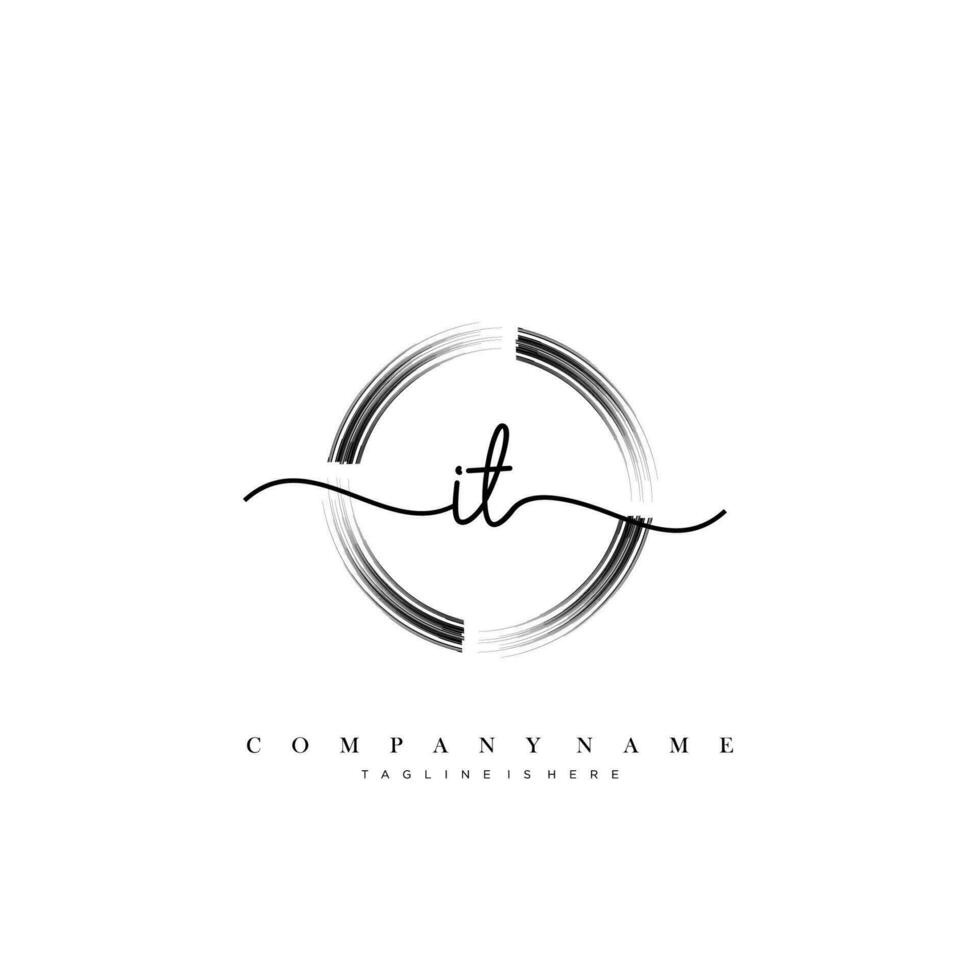 IT Initial handwriting minimalist geometric logo template vector