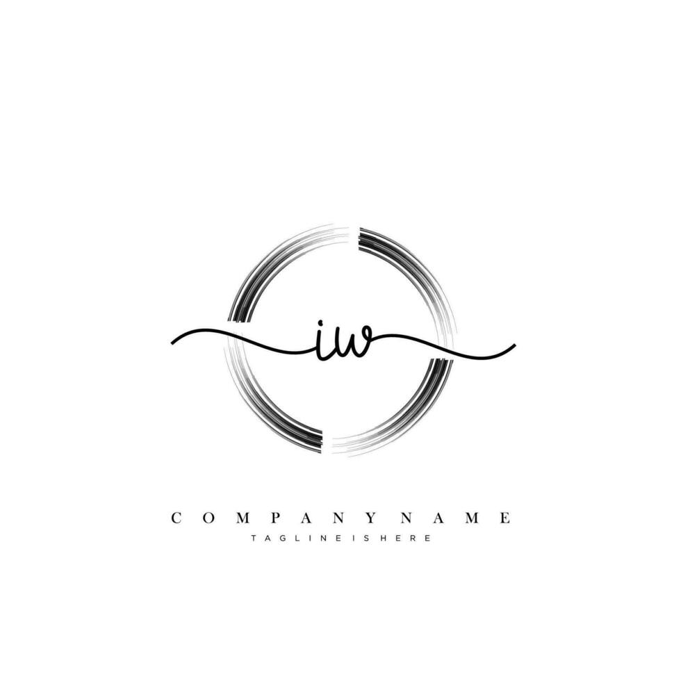 IW Initial handwriting minimalist geometric logo template vector