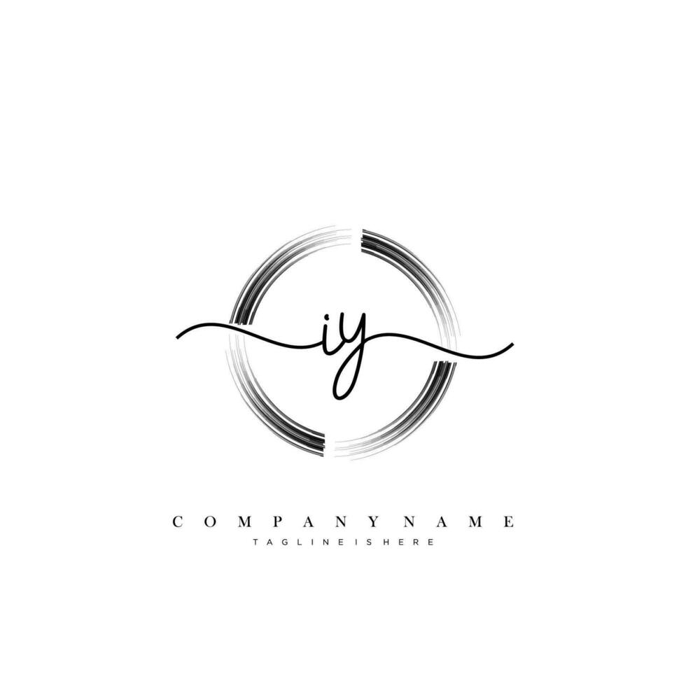 IY Initial handwriting minimalist geometric logo template vector