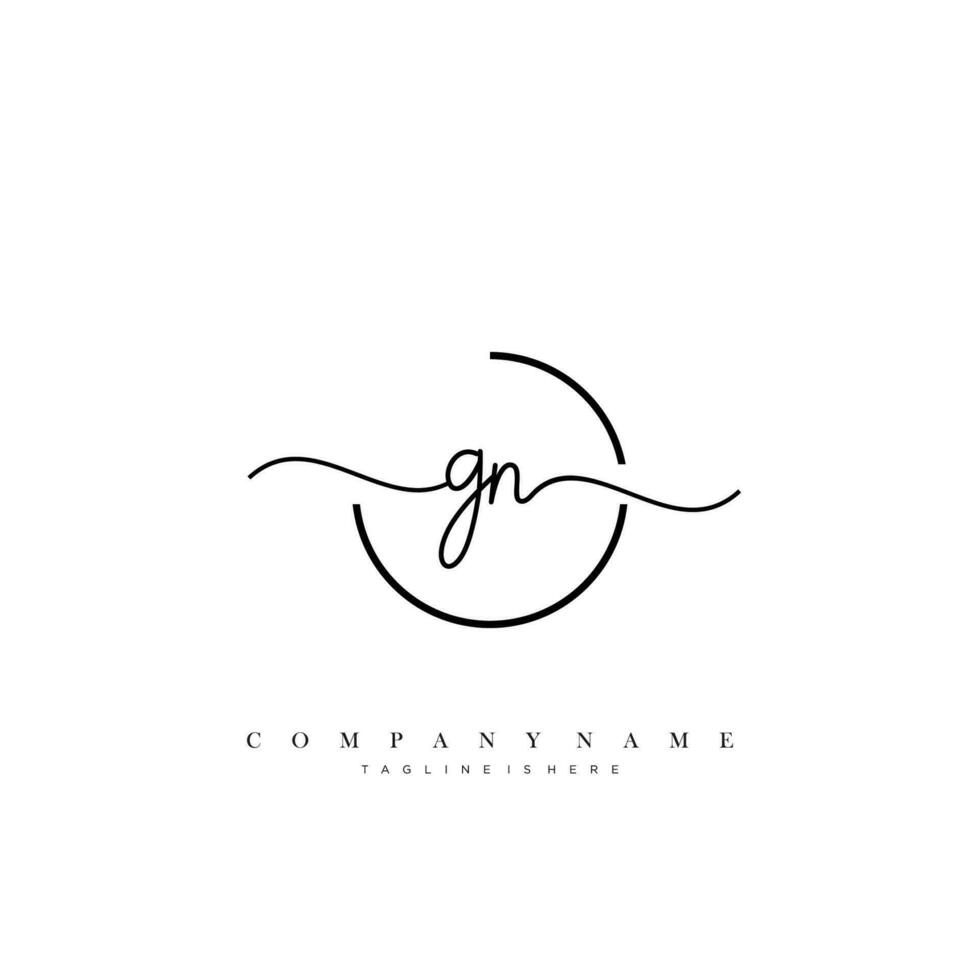 GN Initial handwriting minimalist geometric logo template vector