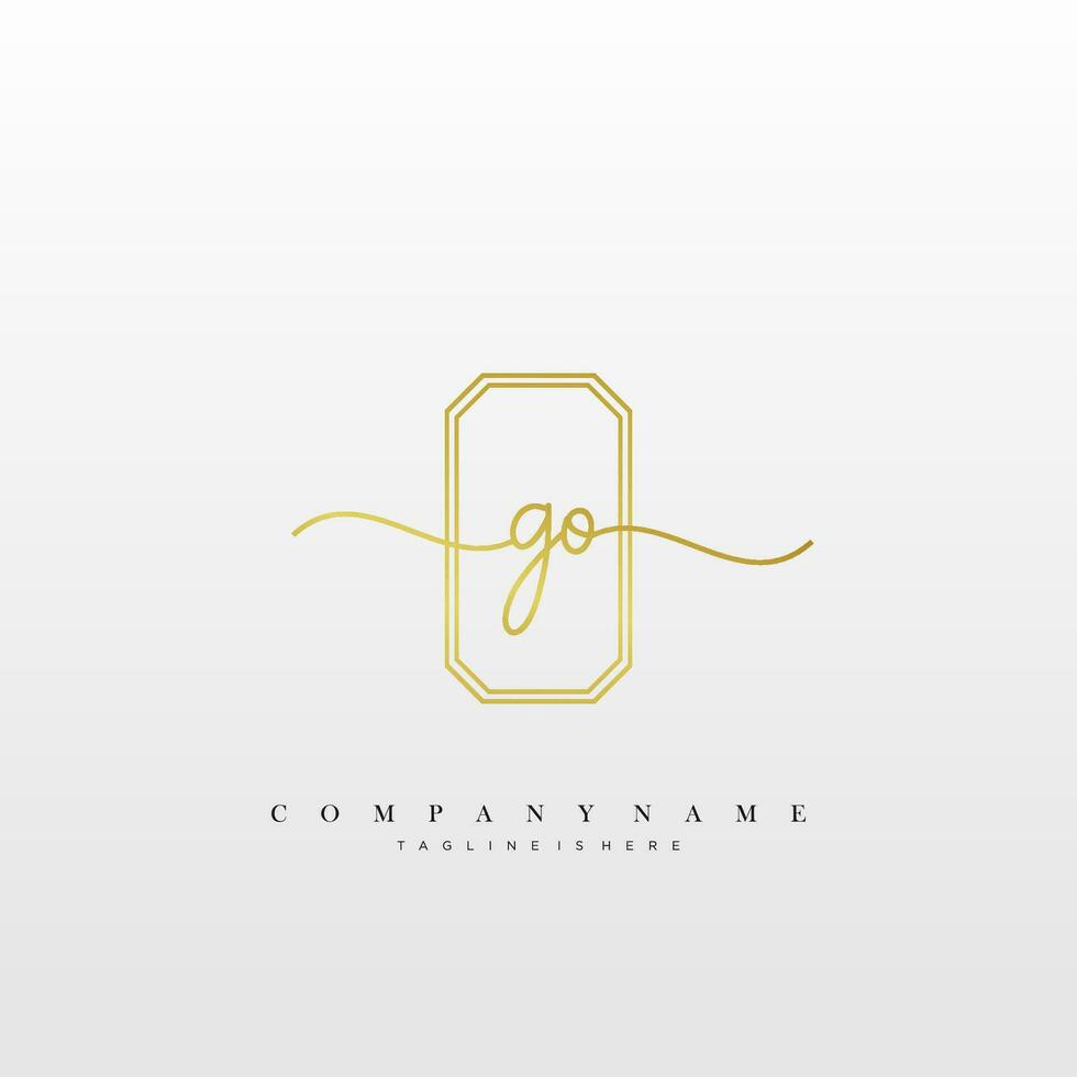 GO Initial handwriting minimalist geometric logo template vector