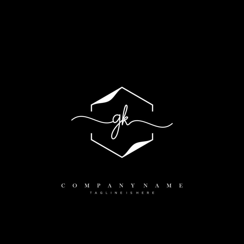 GK Initial handwriting minimalist geometric logo template vector