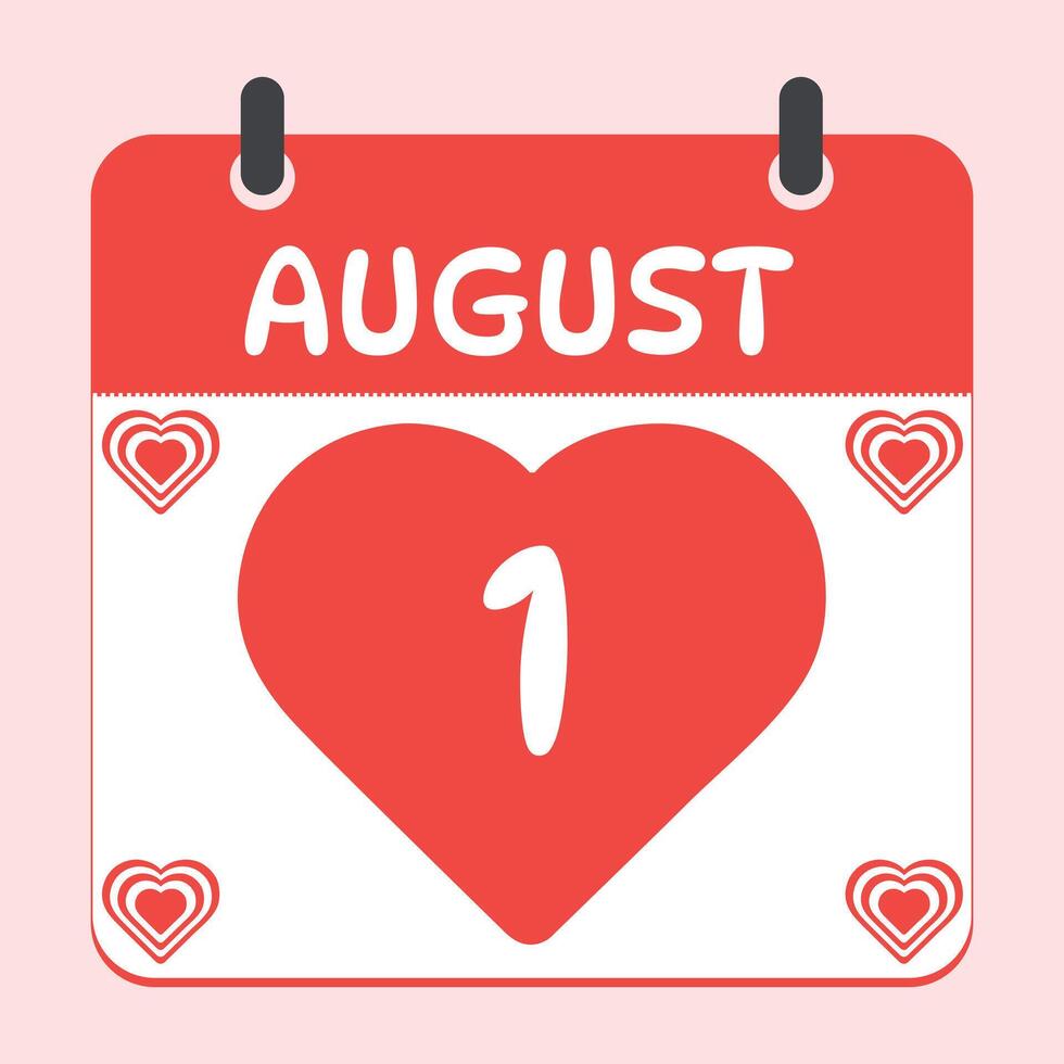 Day 1 Of Month August Calendar Design With Heart Icon 26507411 Vector day-1-of-month-august-calendar-design-with-heart-icon-26507411-vector