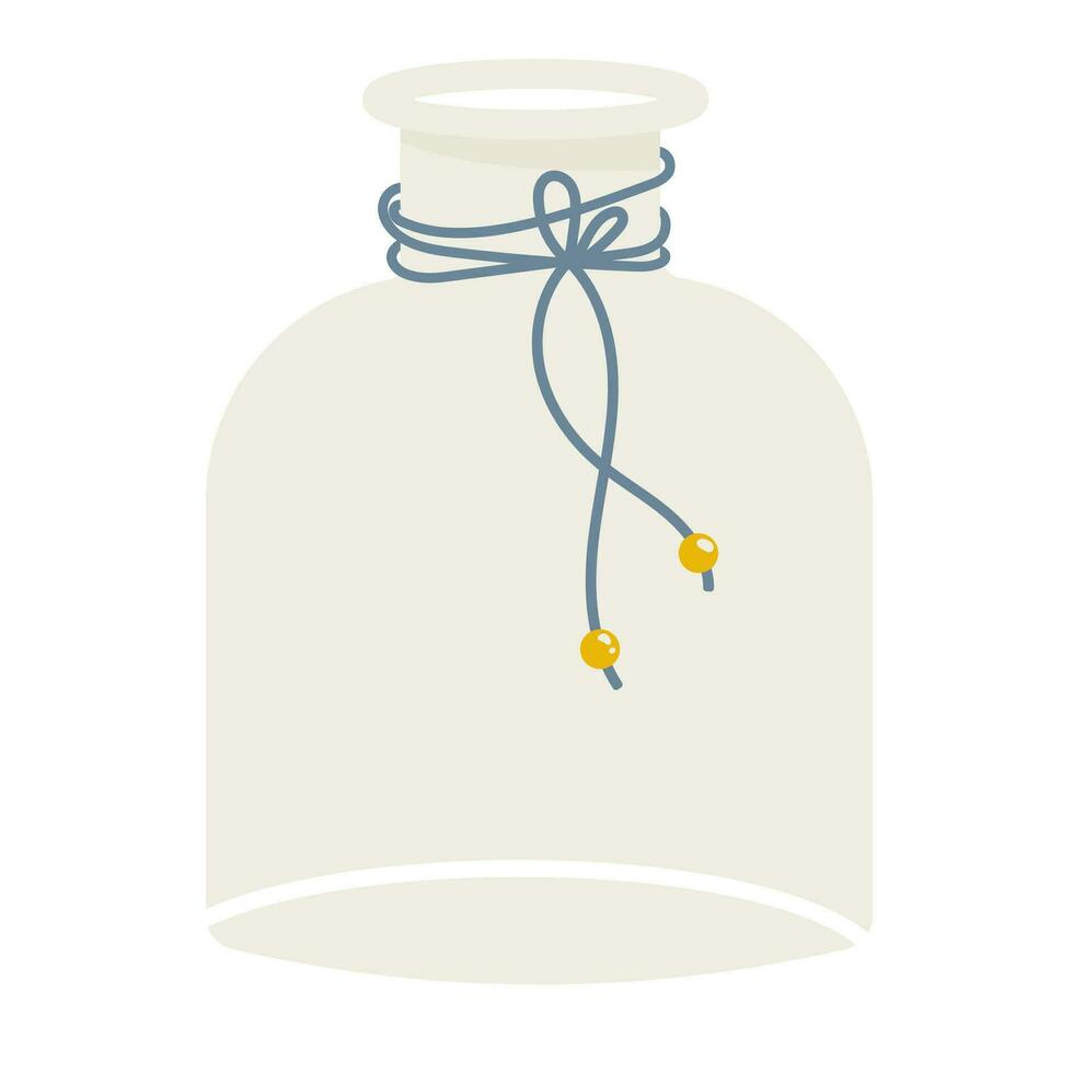 Jar or vase for flowers made of transparent glass on a white background. Minimal geometric design. Icon, sticker, catalog vector