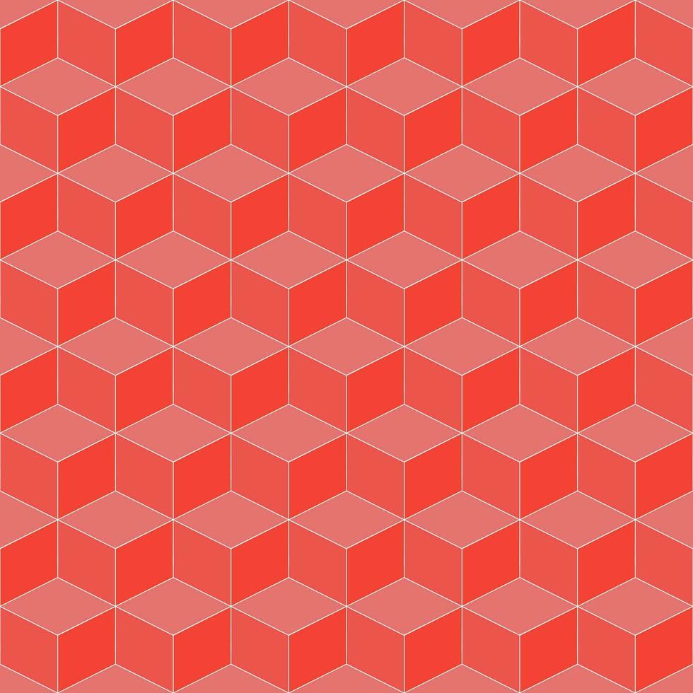 Red cube pattern. cube vector pattern. cube pattern. Seamless geometric pattern for floor, wrapping paper, backdrop, background, gift card, decorating.