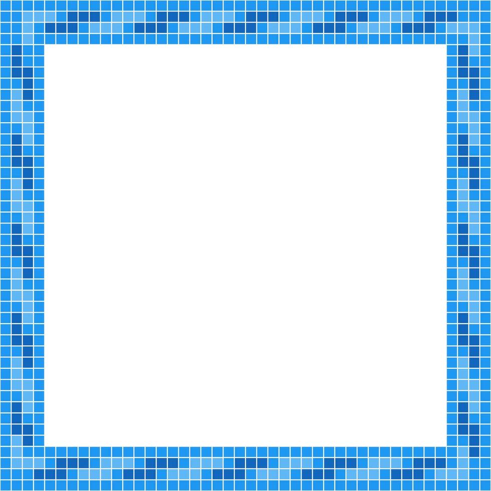 Blue tile frame, Mosaic tile frame, Tile frame, Seamless pattern, Mosaic frame seamless pattern, Mosaic tiles texture or background. Bathroom wall tiles, swimming pool tiles with beautiful pattern. vector
