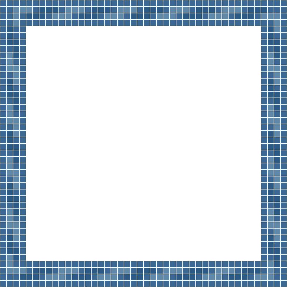 Navy blue tile frame, Mosaic tile frame, Tile frame, Seamless pattern, Mosaic frame seamless pattern, Mosaic tiles texture or background. Bathroom wall tiles, swimming pool tiles. vector