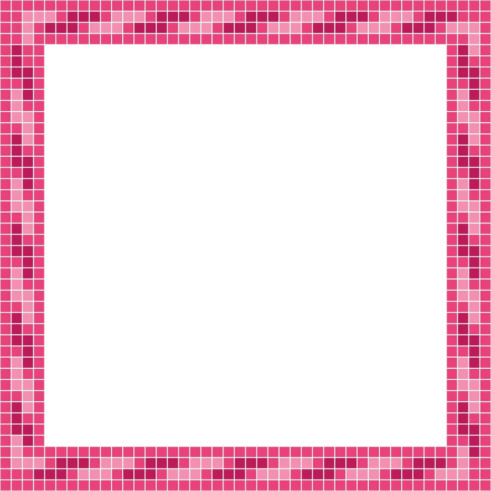 Pink tile frame, Mosaic tile frame, Tile frame, Seamless pattern, Mosaic frame seamless pattern, Mosaic tiles texture or background. Bathroom wall tiles, swimming pool tiles with beautiful pattern. vector