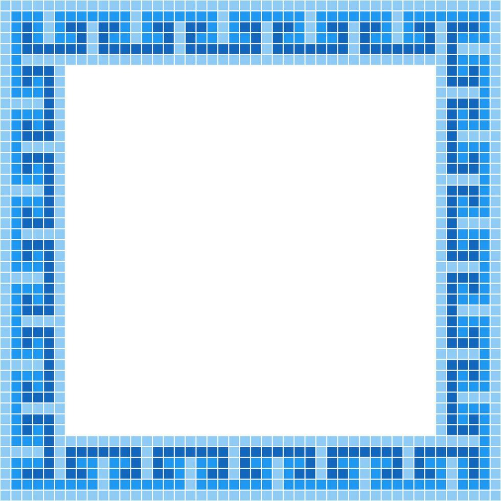 Blue tile frame, Mosaic tile frame, Tile frame, Seamless pattern, Mosaic frame seamless pattern, Mosaic tiles texture or background. Bathroom wall tiles, swimming pool tiles with beautiful pattern. vector