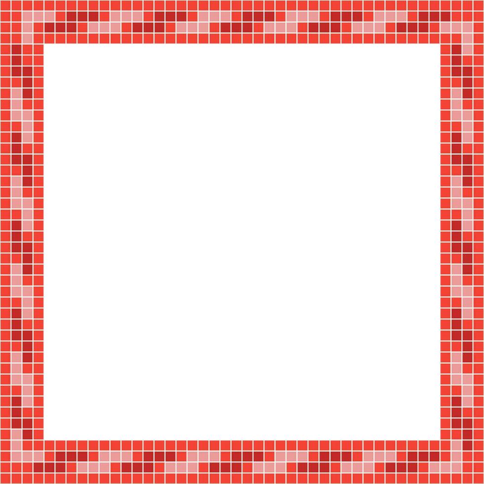 Red tile frame, Mosaic tile frame, Tile frame, Seamless pattern, Mosaic frame seamless pattern, Mosaic tiles texture or background. Bathroom wall tiles, swimming pool tiles with beautiful pattern. vector