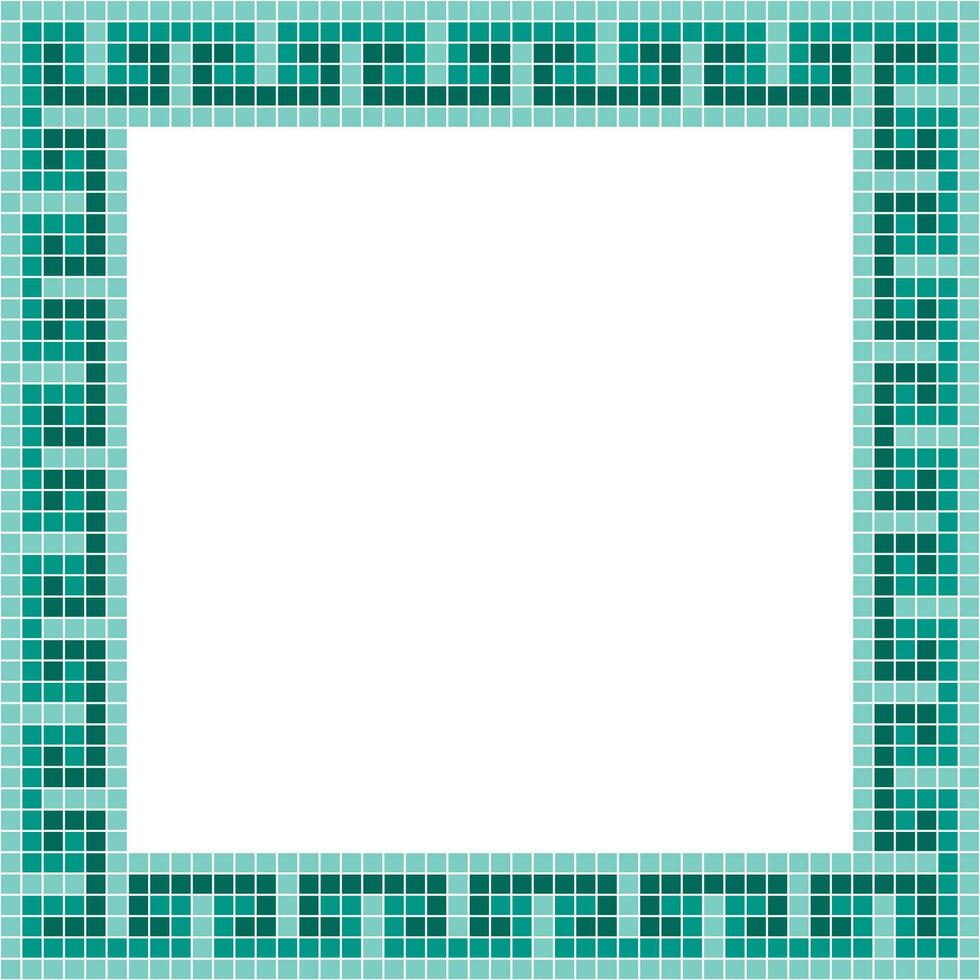 Green tile frame, Mosaic tile frame, Tile frame, Seamless pattern, Mosaic frame seamless pattern, Mosaic tiles texture or background. Bathroom wall tiles, swimming pool tiles with beautiful pattern. vector