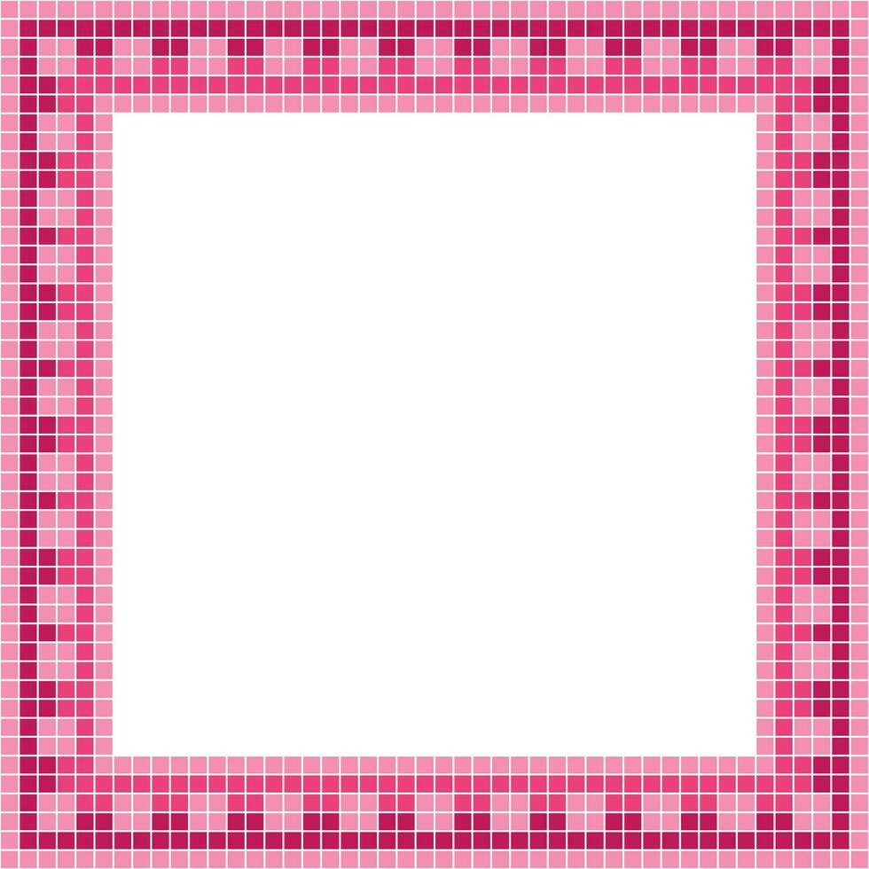 Pink tile frame, Mosaic tile frame, Tile frame, Seamless pattern, Mosaic frame seamless pattern, Mosaic tiles texture or background. Bathroom wall tiles, swimming pool tiles with beautiful pattern. vector