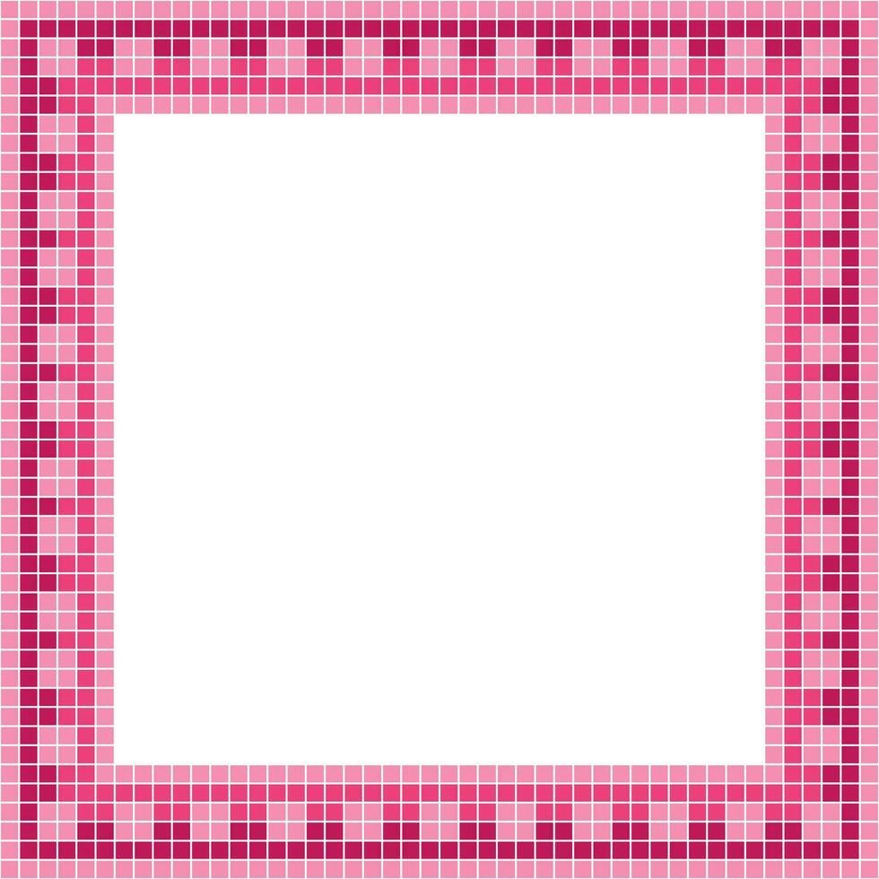 Pink tile frame, Mosaic tile frame, Tile frame, Seamless pattern, Mosaic frame seamless pattern, Mosaic tiles texture or background. Bathroom wall tiles, swimming pool tiles with beautiful pattern. vector