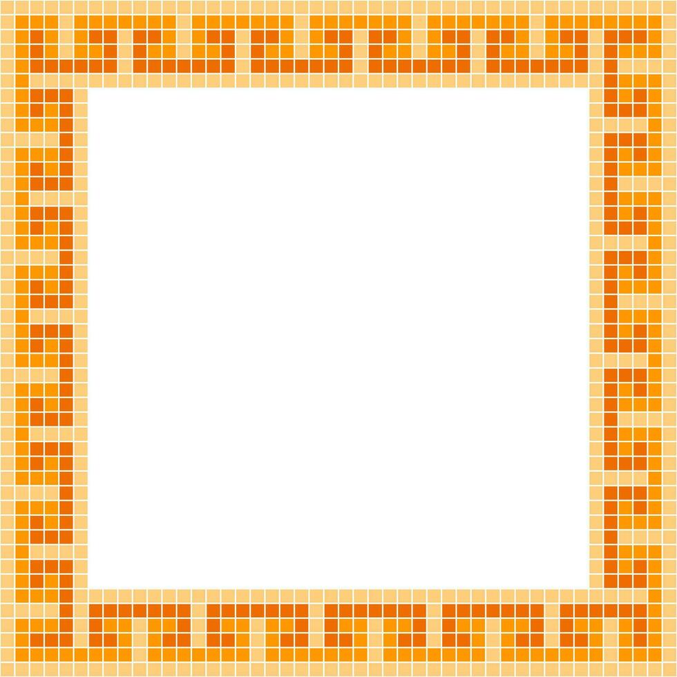 Orange tile frame, Mosaic tile frame, Tile frame, Seamless pattern, Mosaic frame seamless pattern, Mosaic tiles texture or background. Bathroom wall tiles, swimming pool tiles with beautiful pattern. vector