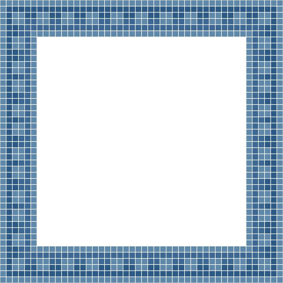 Navy blue tile frame, Mosaic tile frame, Tile frame, Seamless pattern, Mosaic frame seamless pattern, Mosaic tiles texture or background. Bathroom wall tiles, swimming pool tiles. vector