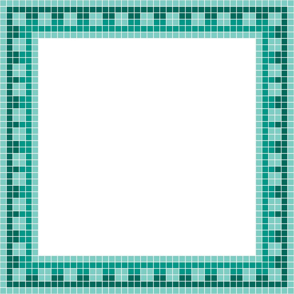 Green tile frame, Mosaic tile frame, Tile frame, Seamless pattern, Mosaic frame seamless pattern, Mosaic tiles texture or background. Bathroom wall tiles, swimming pool tiles with beautiful pattern. vector