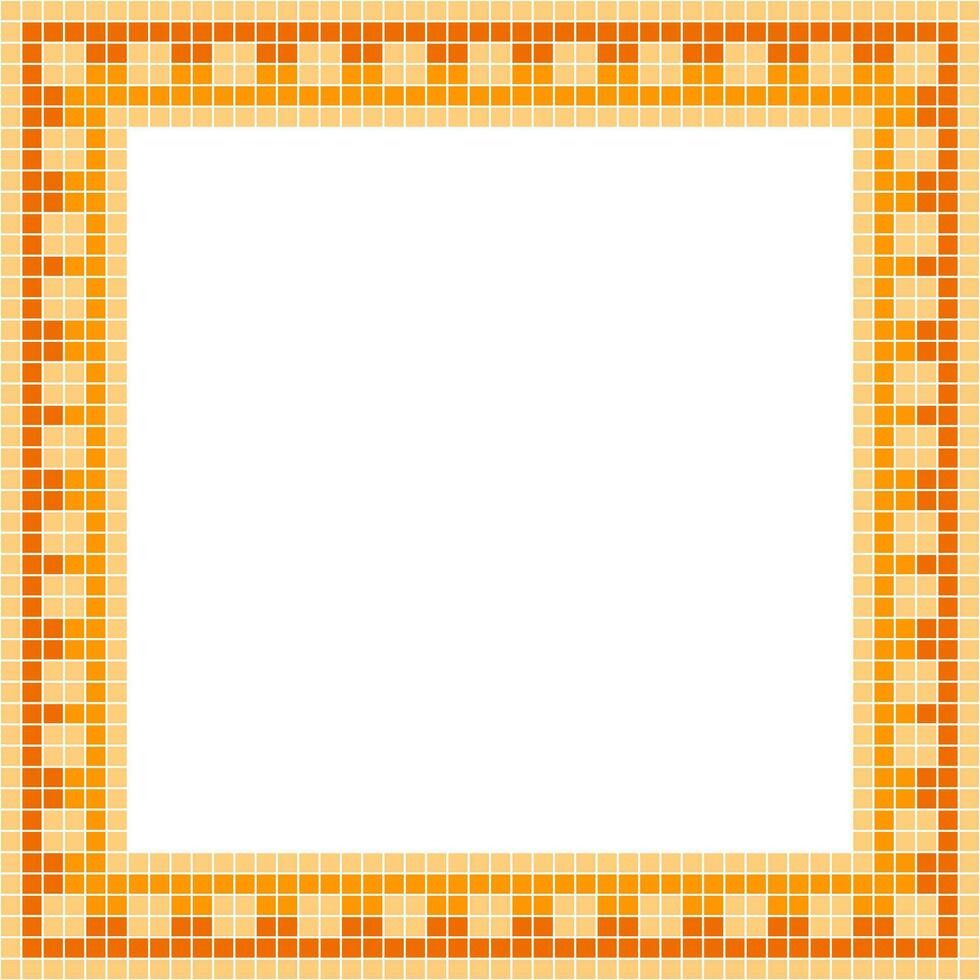 Orange tile frame, Mosaic tile frame, Tile frame, Seamless pattern, Mosaic frame seamless pattern, Mosaic tiles texture or background. Bathroom wall tiles, swimming pool tiles with beautiful pattern. vector