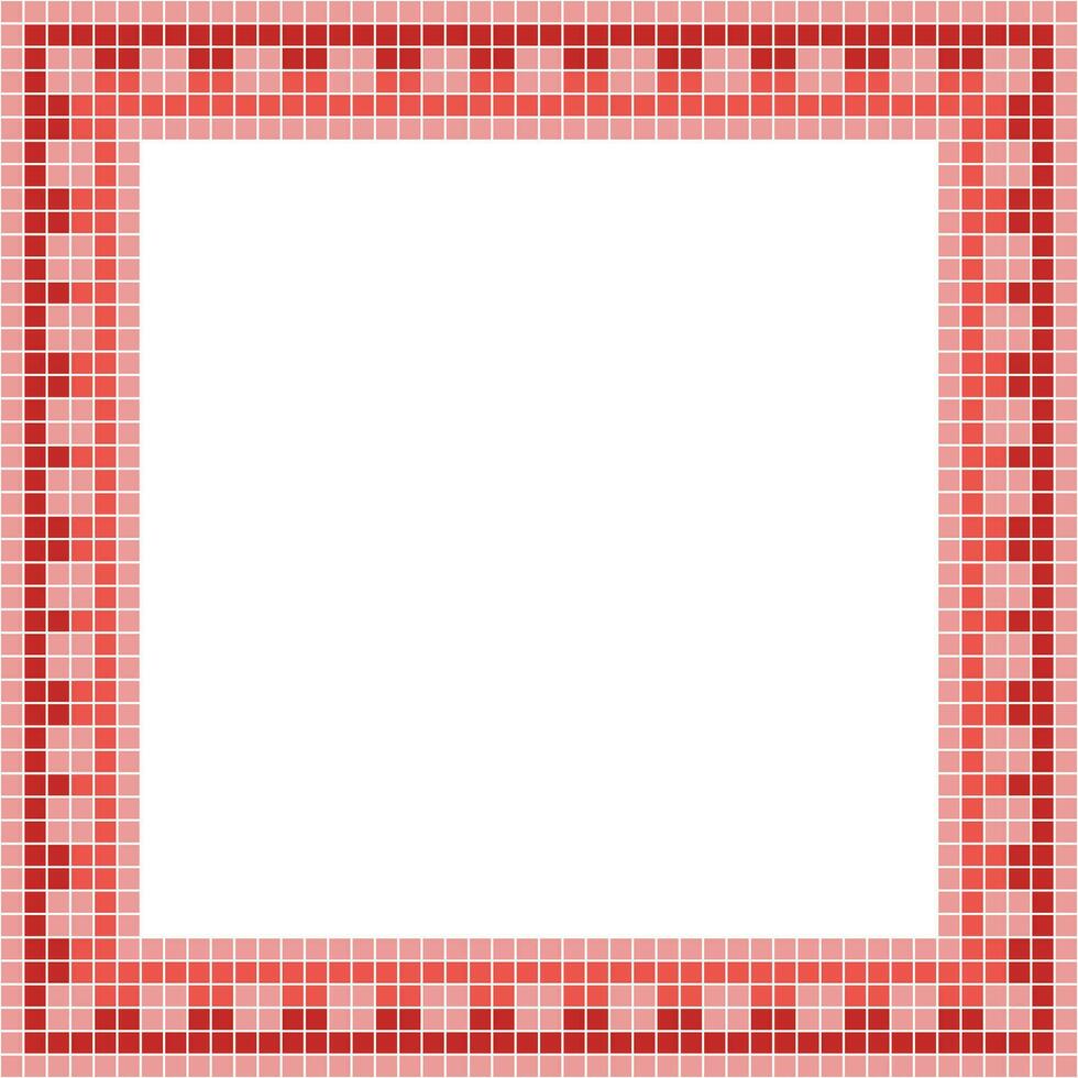 Red tile frame, Mosaic tile frame, Tile frame, Seamless pattern, Mosaic frame seamless pattern, Mosaic tiles texture or background. Bathroom wall tiles, swimming pool tiles with beautiful pattern. vector