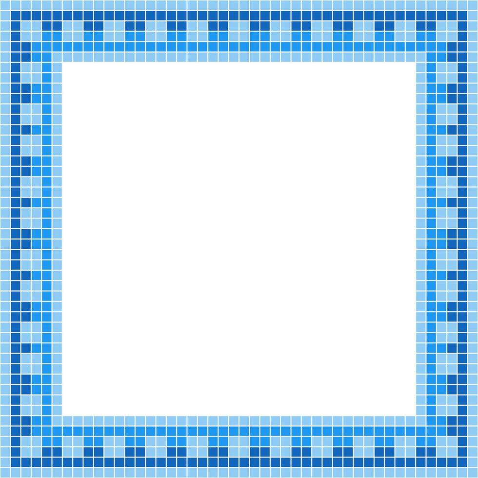 Blue tile frame, Mosaic tile frame, Tile frame, Seamless pattern, Mosaic frame seamless pattern, Mosaic tiles texture or background. Bathroom wall tiles, swimming pool tiles with beautiful pattern. vector
