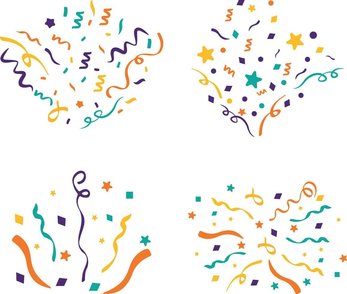 Colorful Confetti Party on transparent background. Festive vector illustration