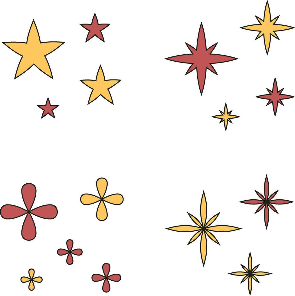 Retro Shiny Stars.  starburst and retro futuristic graphic ornaments for decoration. vector