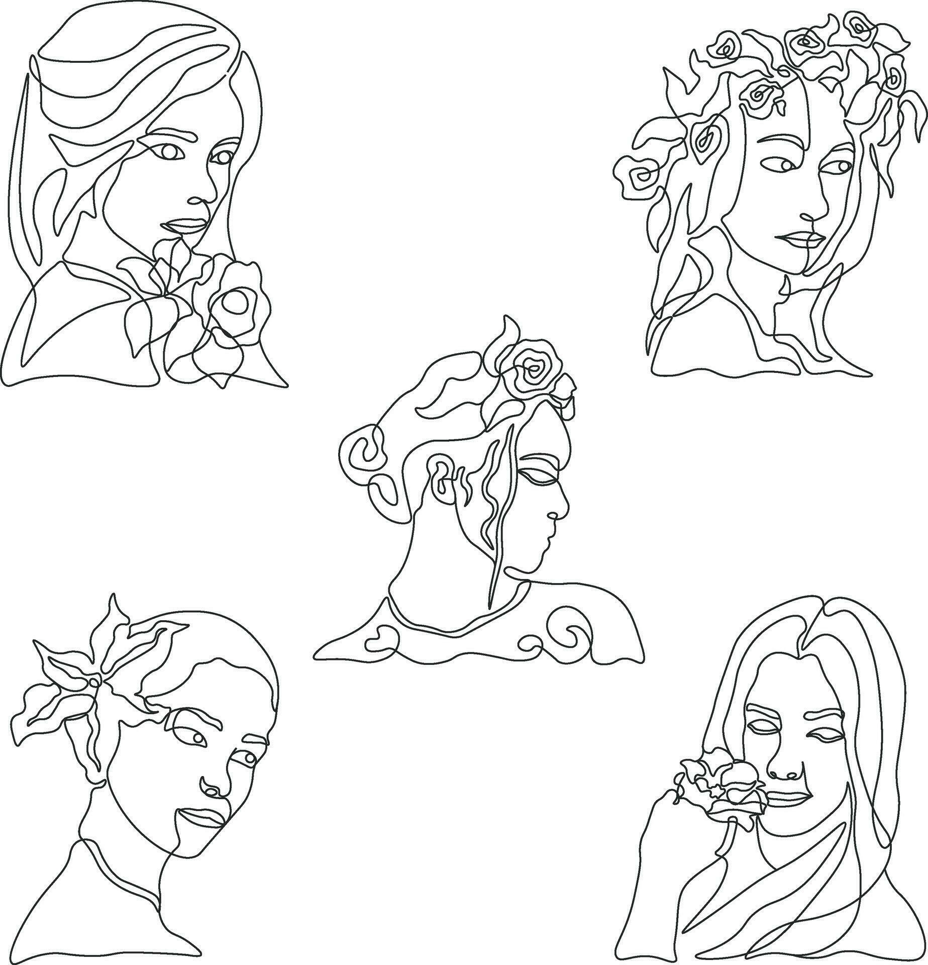 Women Face Line Art. Simple, minimalist vector illustration of