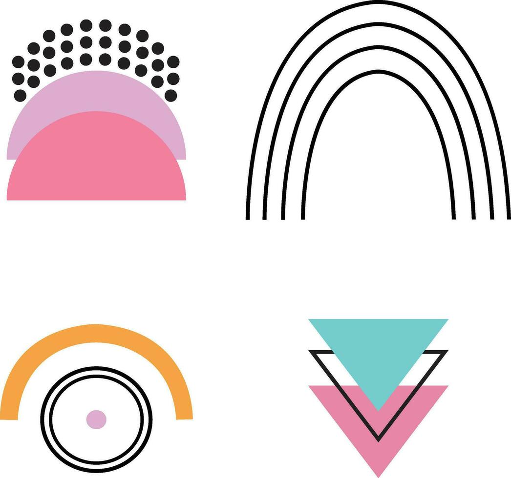 Geometric Shape Simple. Memphis design, retro element for design decoration. Trendy collection of  vector geometric shapes.