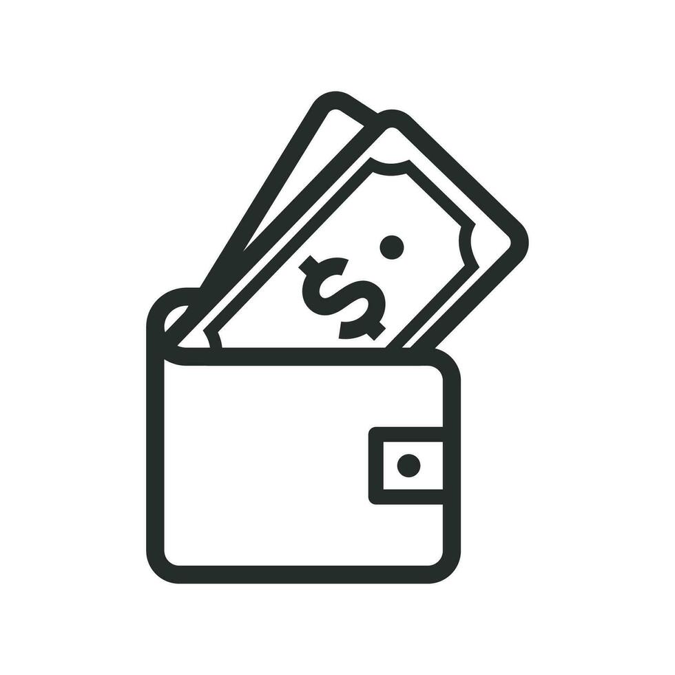 billetera icono vector diseño ilustración ahorro dinero concepto