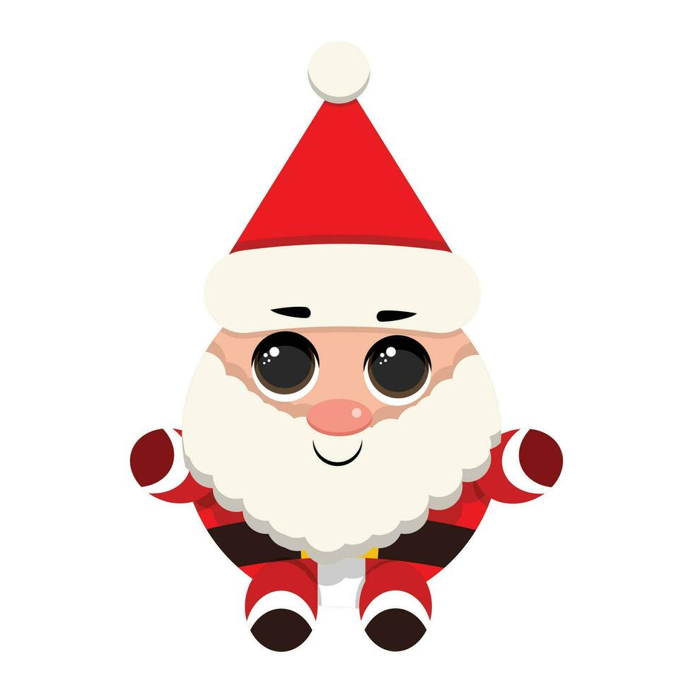 Santa Claus with a raised right hand. Cartoon character vector